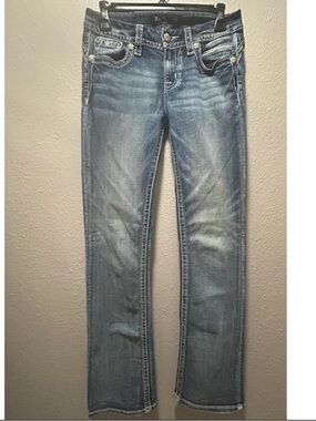 Miss Me Low Rise Boot Cut Stretch Jean Snake Skin Design